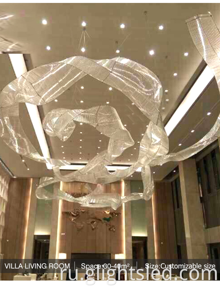 Hotel Lobby Engineering настройка стеклянная светодиодная люстра из нержавеющей стали.